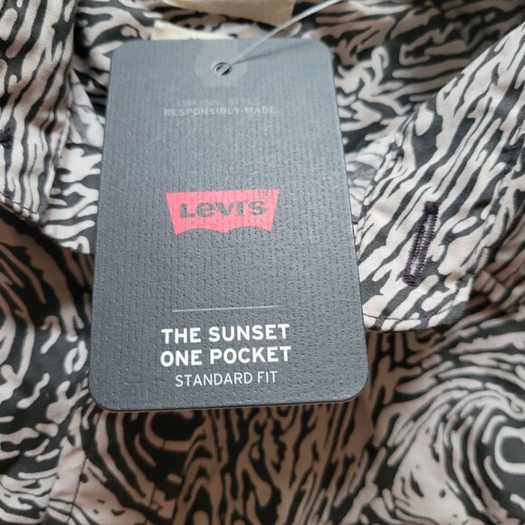 Levis Mens The Sunset One Pocket Shirt - Standard Fit M Black & White Swirl Desi - Picture 3 of 5